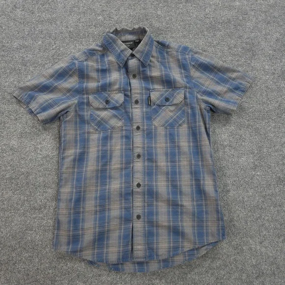 Harley Davidson Shirt Mens Medium Blue Plaid Graphic Motorcycle Biker Mechanic - Picture 2 of 10